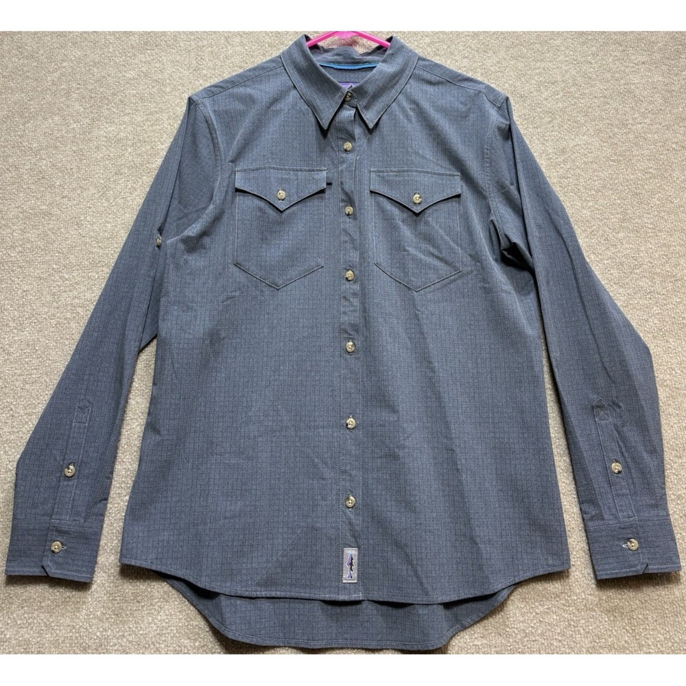 Patagonia Women's Shirt Small Blue Plaid Long Sleeve Button Up Western Snap NWOT